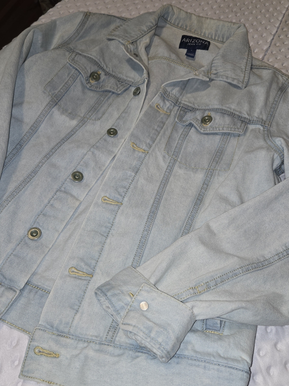 Vintage Arizona Jean Denim Trucker Jacket‎ Blue Button Up Light Wash Mens Small